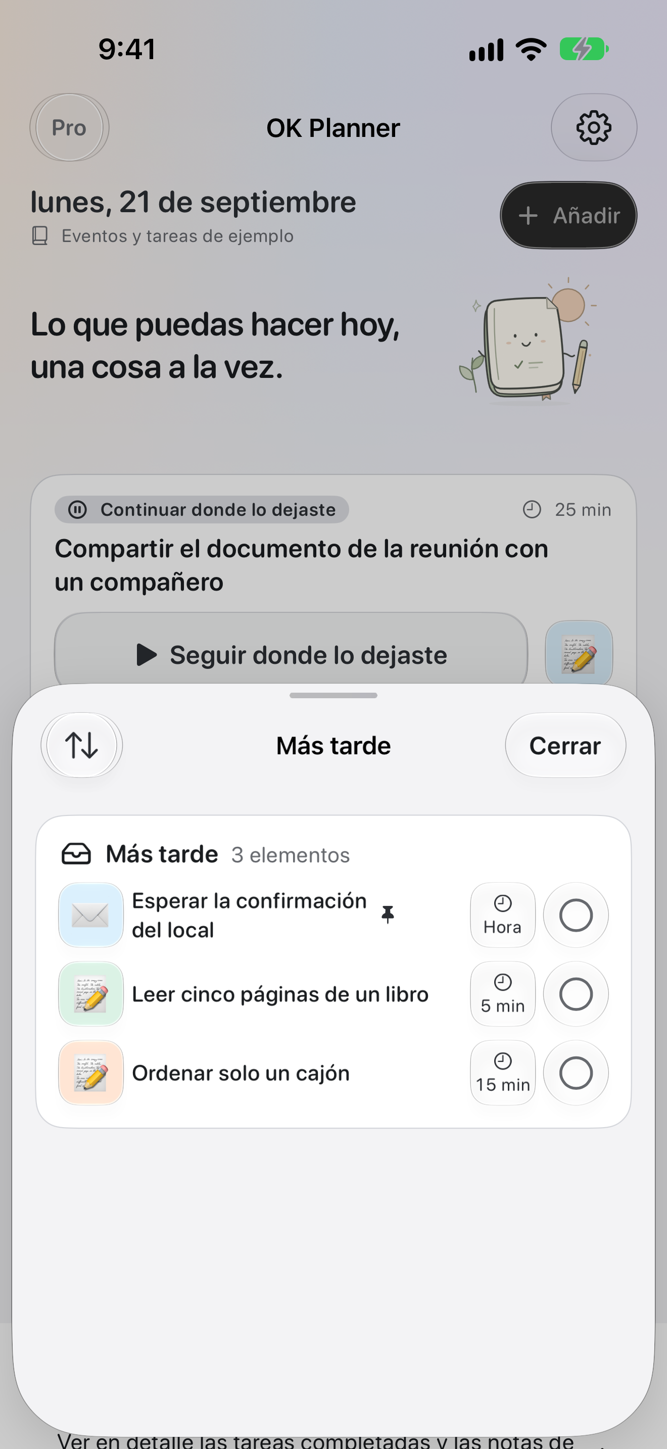Para más tarde — OK Planner