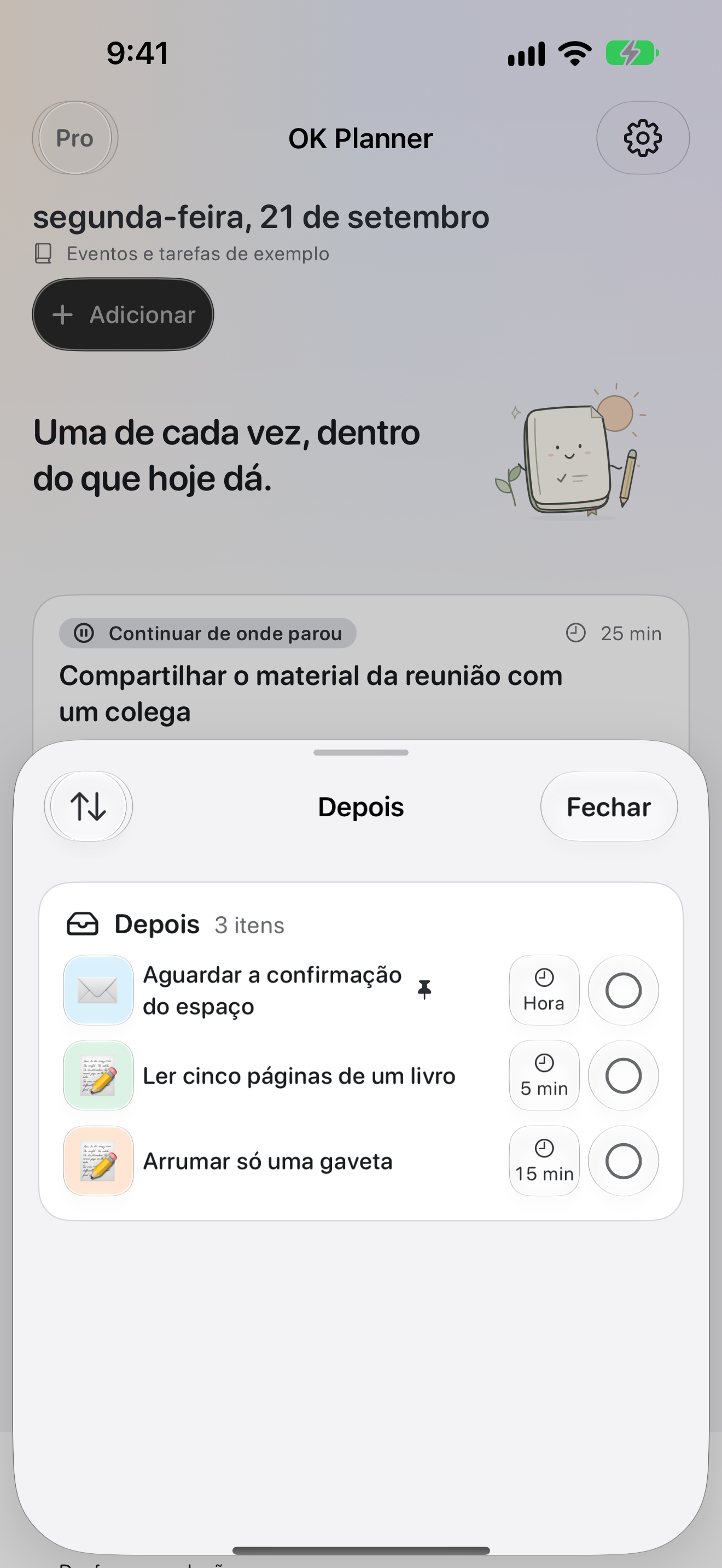 Para fazer depois — OK Planner