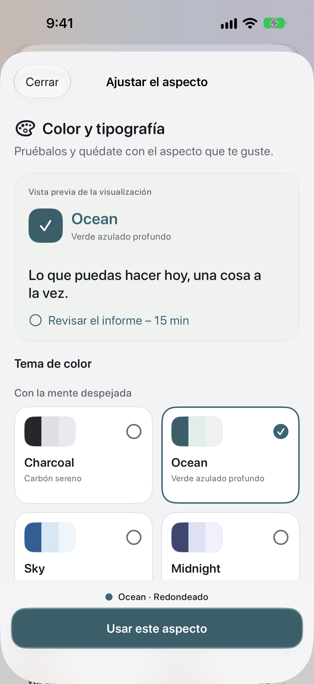 Ajustar el aspecto — OK Planner